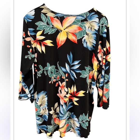 JOSTAR Women's Stretchy Tunic Top Quarter Sleeve Print Size XL Floral Print - Picture 2 of 13